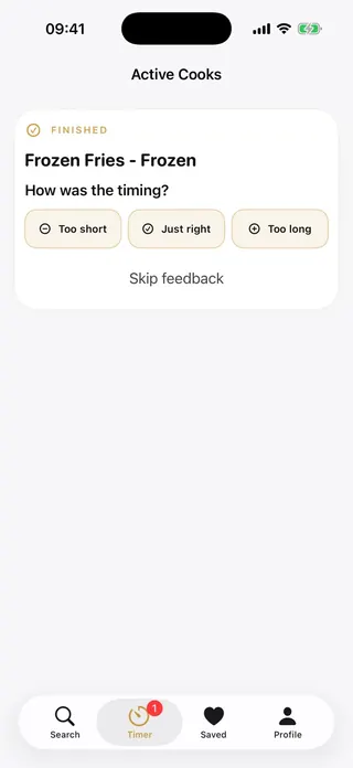 Feedback zur Garzeit in Frygo