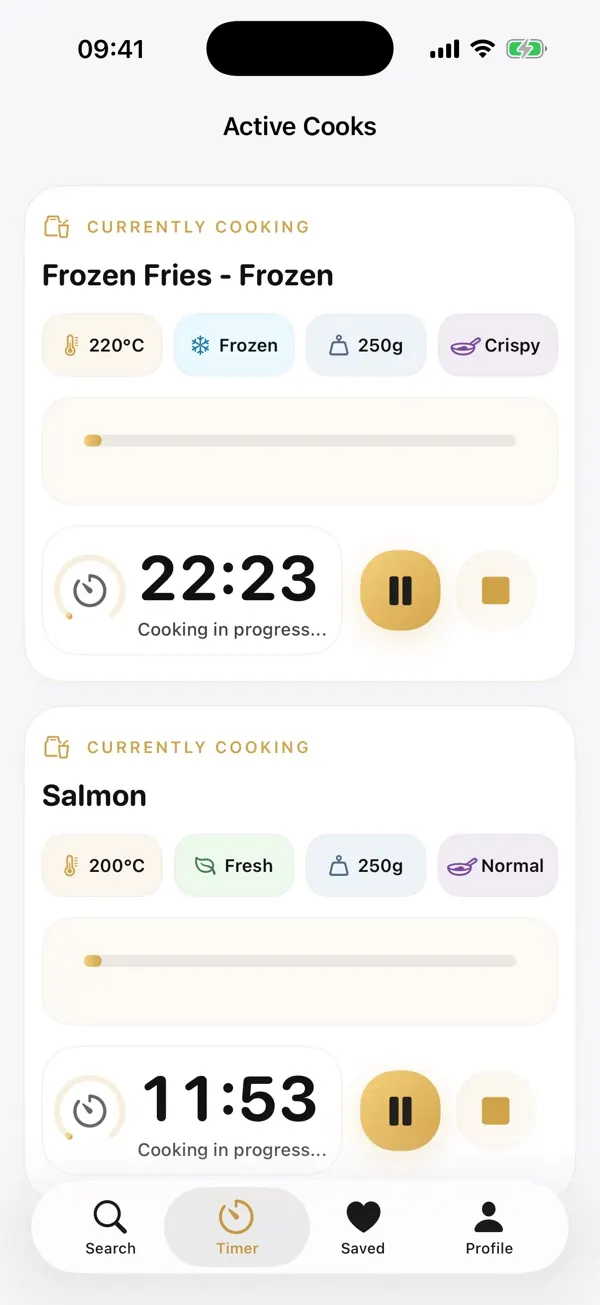 Two coordinated timers in Frygo